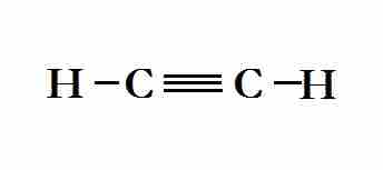 Lewis structure of ethyne, which contains a triple bond